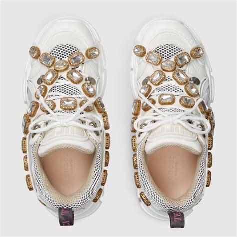 gucci crystal gg run sneakers|gucci flashtrek with crystals white.